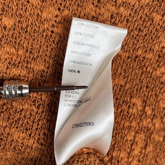 We the Free Womens Orange Ocean Air Hacci Pullover Top Sz XS - Picture 3 of 5